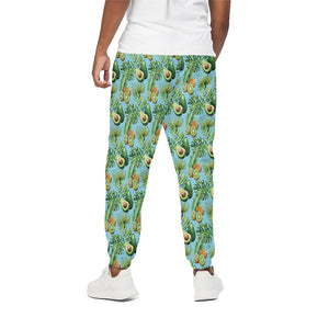 Watercolor Kiwi And Avocado Print Cotton Pants