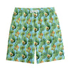 Watercolor Kiwi And Avocado Print Cotton Shorts