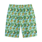 Watercolor Kiwi And Avocado Print Cotton Shorts