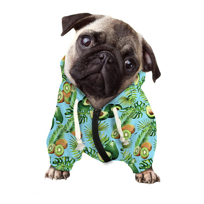 Watercolor Kiwi And Avocado Print Dog Zip Up Hoodie