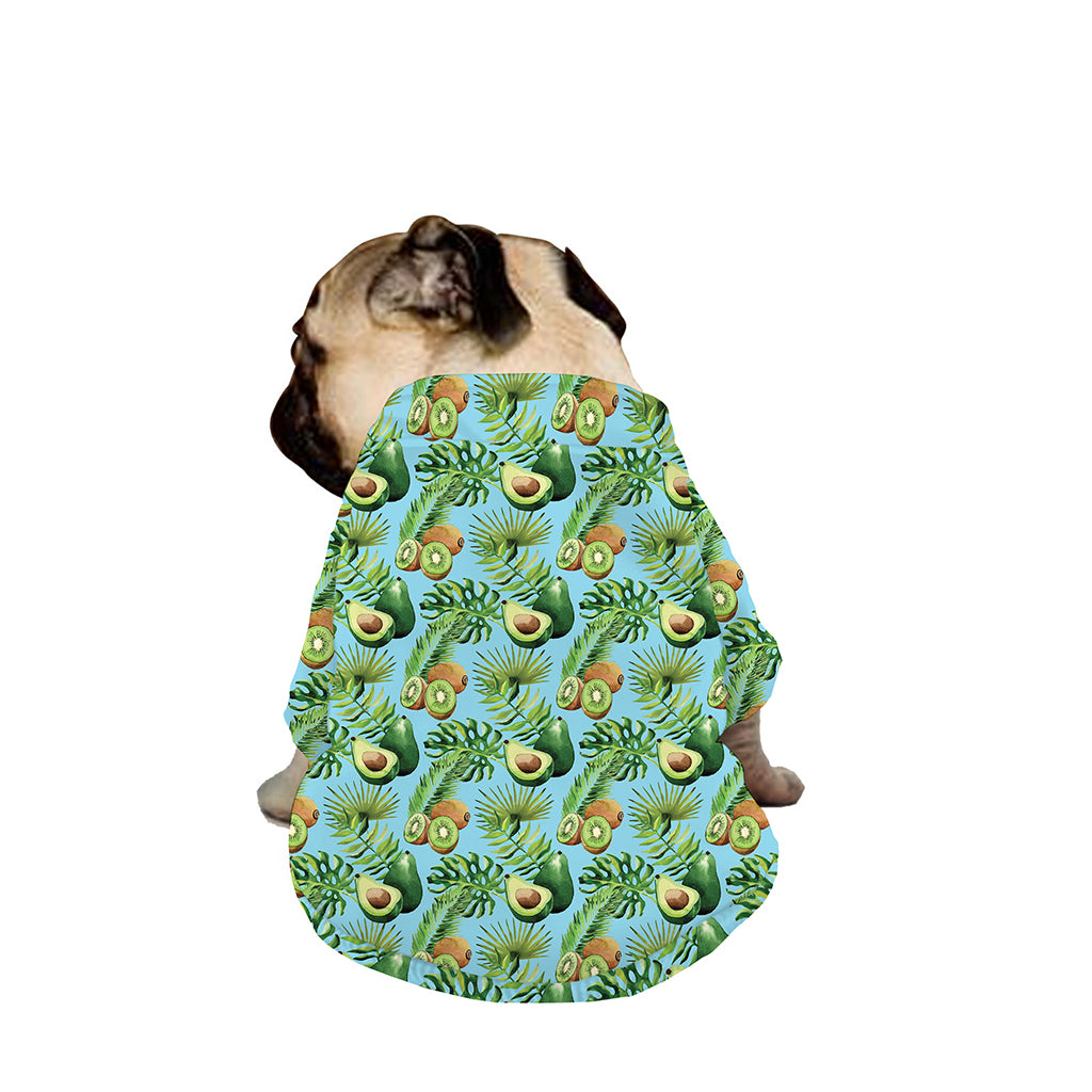 Watercolor Kiwi And Avocado Print Dog Zip Up Jacket