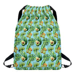 Watercolor Kiwi And Avocado Print Drawstring Backpack