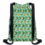 Watercolor Kiwi And Avocado Print Drawstring Backpack