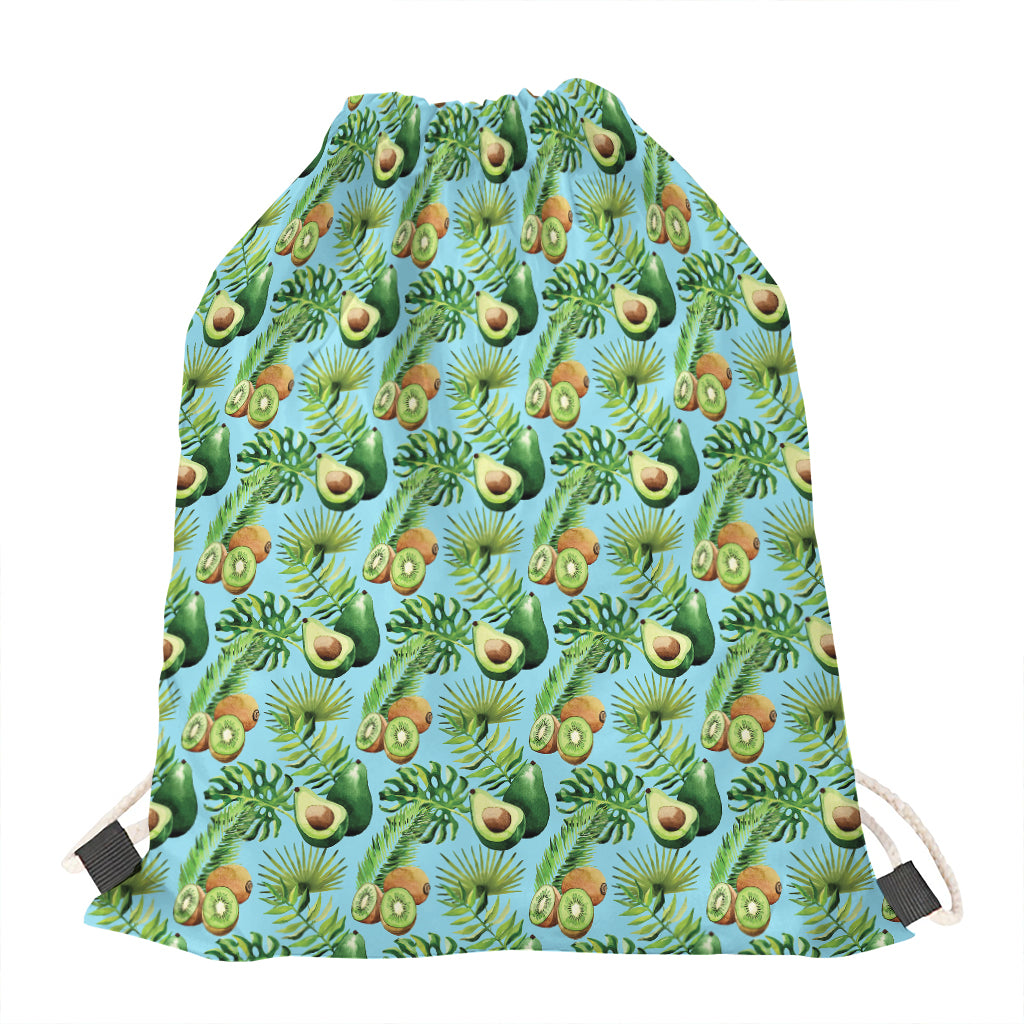 Watercolor Kiwi And Avocado Print Drawstring Bag