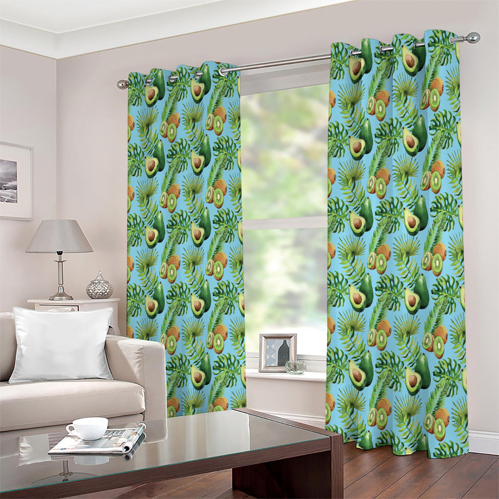 Watercolor Kiwi And Avocado Print Extra Wide Grommet Curtains