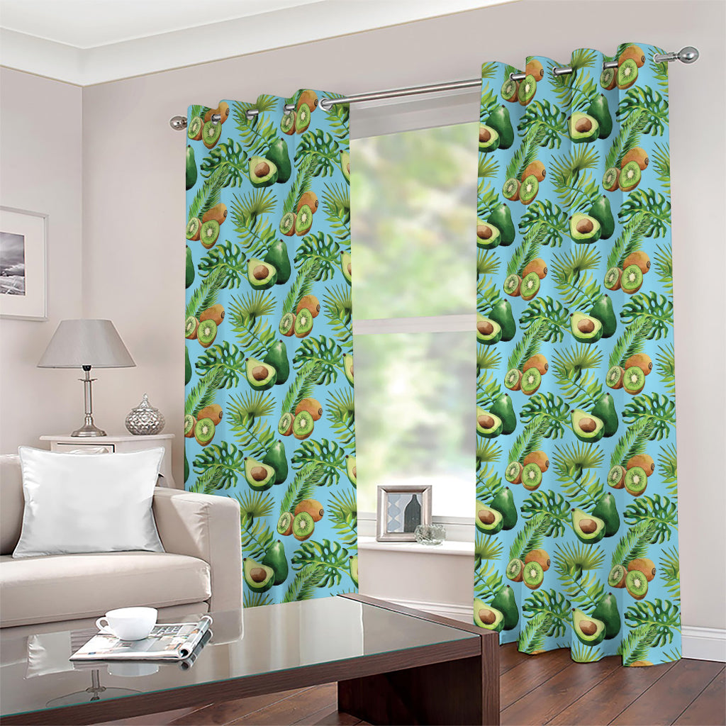 Watercolor Kiwi And Avocado Print Grommet Curtains