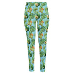 Watercolor Kiwi And Avocado Print High-Waisted Pocket Leggings