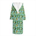 Watercolor Kiwi And Avocado Print Hooded Bathrobe