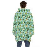 Watercolor Kiwi And Avocado Print Hoodie Blanket