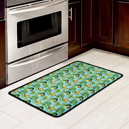 Watercolor Kiwi And Avocado Print Kitchen Mat