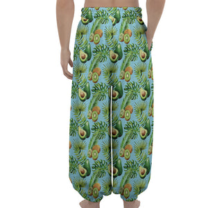 Watercolor Kiwi And Avocado Print Lantern Pants