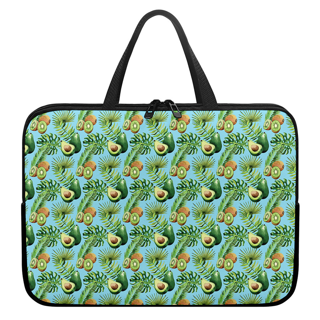 Watercolor Kiwi And Avocado Print Laptop Sleeve With Handle