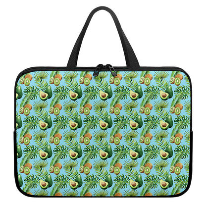 Watercolor Kiwi And Avocado Print Laptop Sleeve With Handle