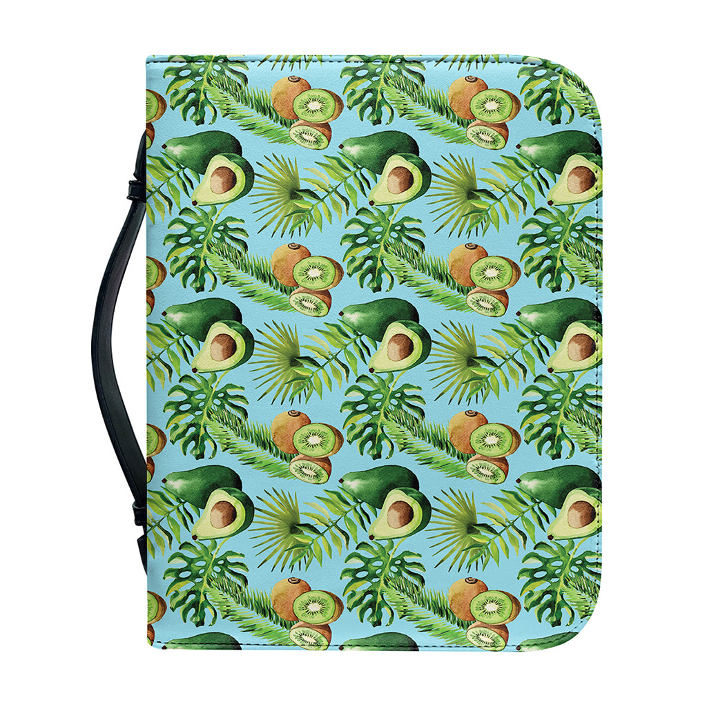 Watercolor Kiwi And Avocado Print Leather Bible Cover