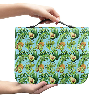 Watercolor Kiwi And Avocado Print Leather Bible Cover