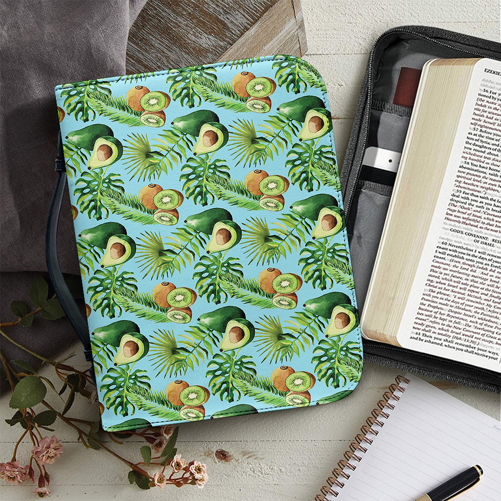 Watercolor Kiwi And Avocado Print Leather Bible Cover