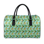 Watercolor Kiwi And Avocado Print Leather Duffle Bag