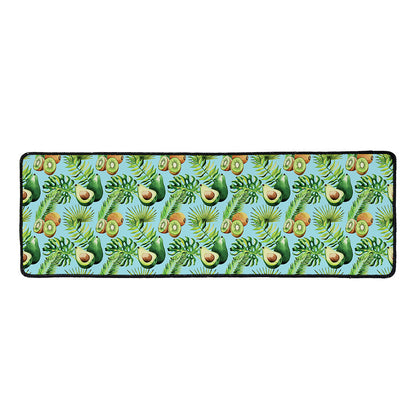 Watercolor Kiwi And Avocado Print Long Kitchen Mat