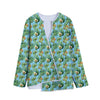 Watercolor Kiwi And Avocado Print Long Sleeve Short Coat