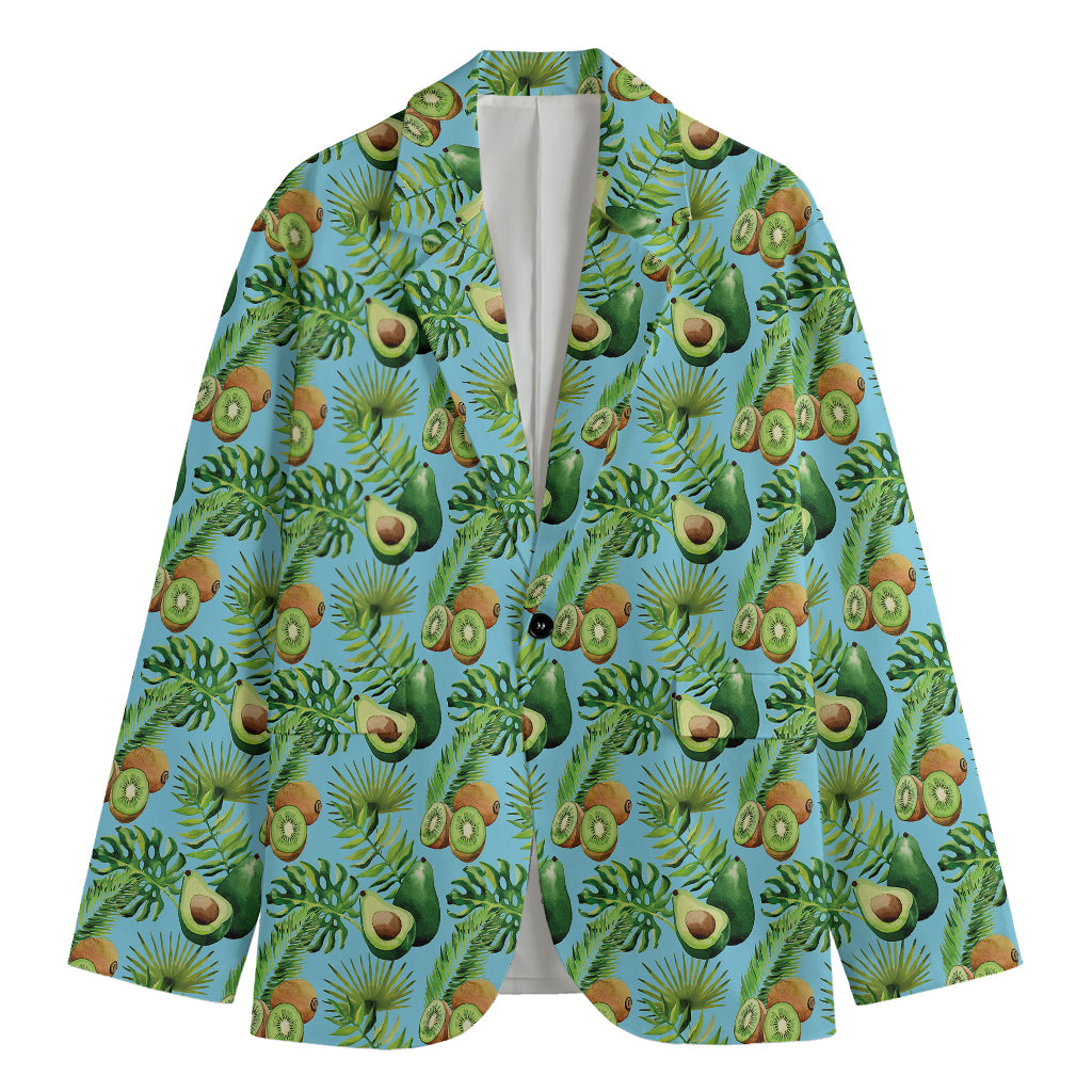 Watercolor Kiwi And Avocado Print Men's Blazer