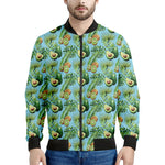 Watercolor Kiwi And Avocado Print Men's Bomber Jacket