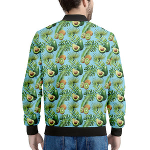 Watercolor Kiwi And Avocado Print Men's Bomber Jacket