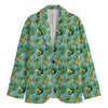 Watercolor Kiwi And Avocado Print Men's Cotton Blazer