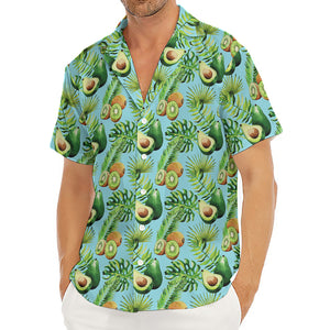 Watercolor Kiwi And Avocado Print Men's Deep V-Neck Shirt