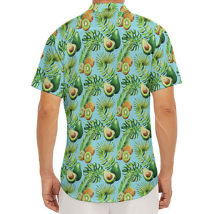 Watercolor Kiwi And Avocado Print Men's Deep V-Neck Shirt