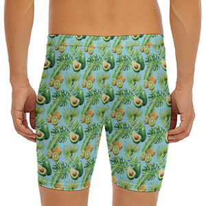 Watercolor Kiwi And Avocado Print Men's Long Boxer Briefs