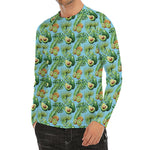 Watercolor Kiwi And Avocado Print Men's Long Sleeve Rash Guard