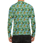 Watercolor Kiwi And Avocado Print Men's Long Sleeve Rash Guard