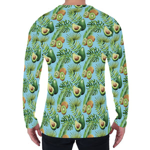 Watercolor Kiwi And Avocado Print Men's Long Sleeve T-Shirt