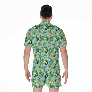 Watercolor Kiwi And Avocado Print Men's Rompers