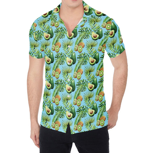 Watercolor Kiwi And Avocado Print Men's Shirt