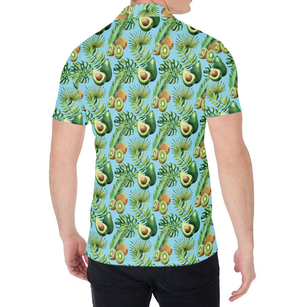 Watercolor Kiwi And Avocado Print Men's Shirt
