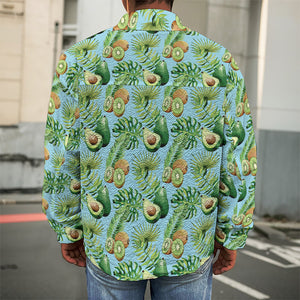 Watercolor Kiwi And Avocado Print Men's Shirt Jacket