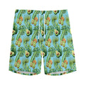 Watercolor Kiwi And Avocado Print Men's Athletic Shorts
