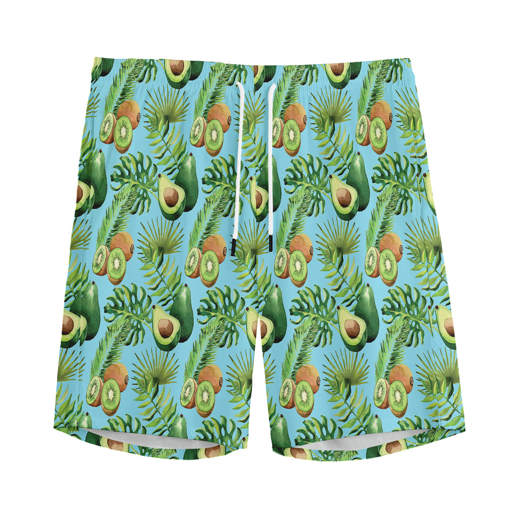 Watercolor Kiwi And Avocado Print Men's Sports Shorts