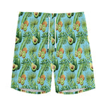 Watercolor Kiwi And Avocado Print Men's Sports Shorts