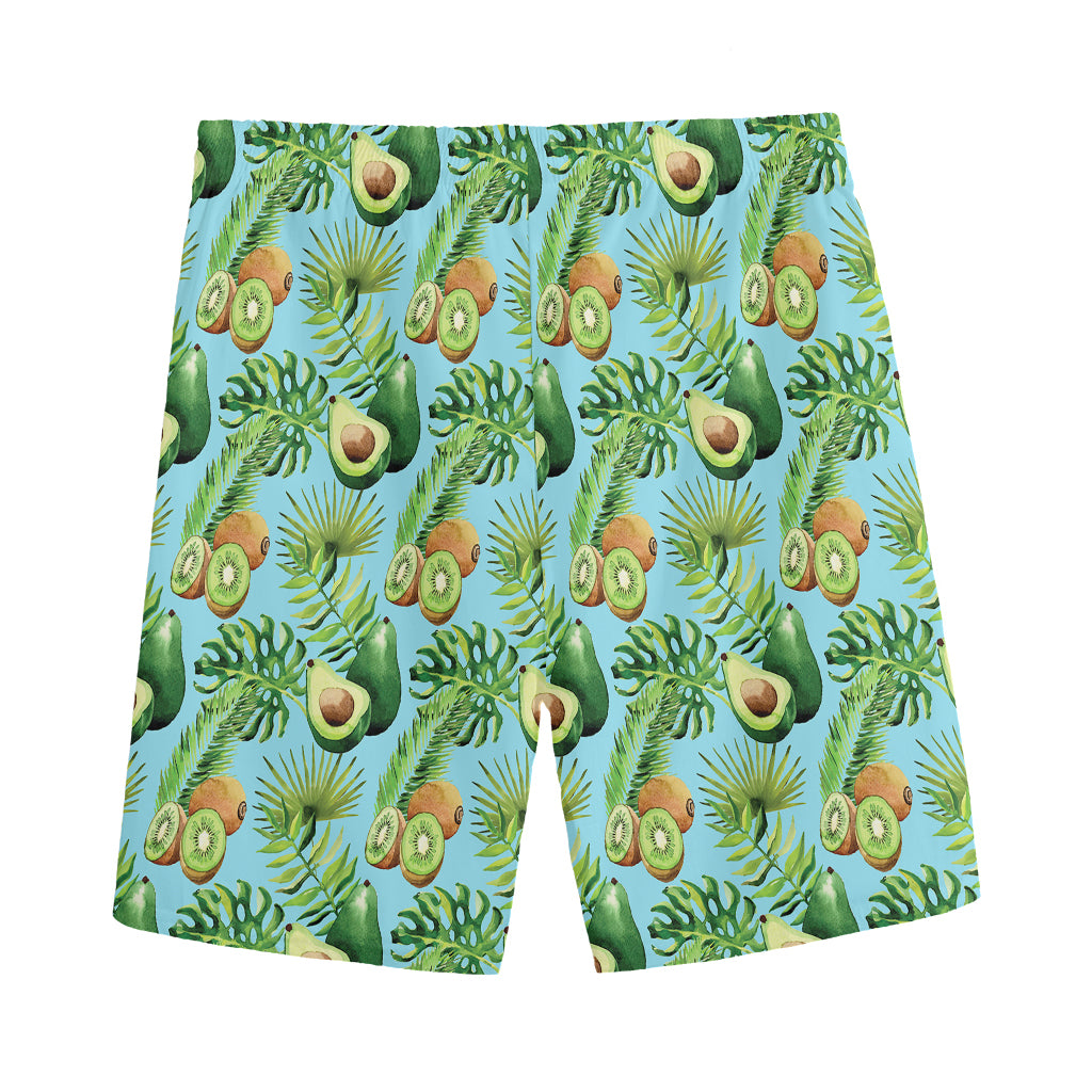 Watercolor Kiwi And Avocado Print Men's Sports Shorts