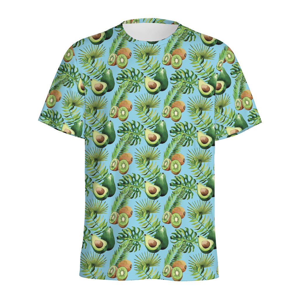 Watercolor Kiwi And Avocado Print Men's Sports T-Shirt