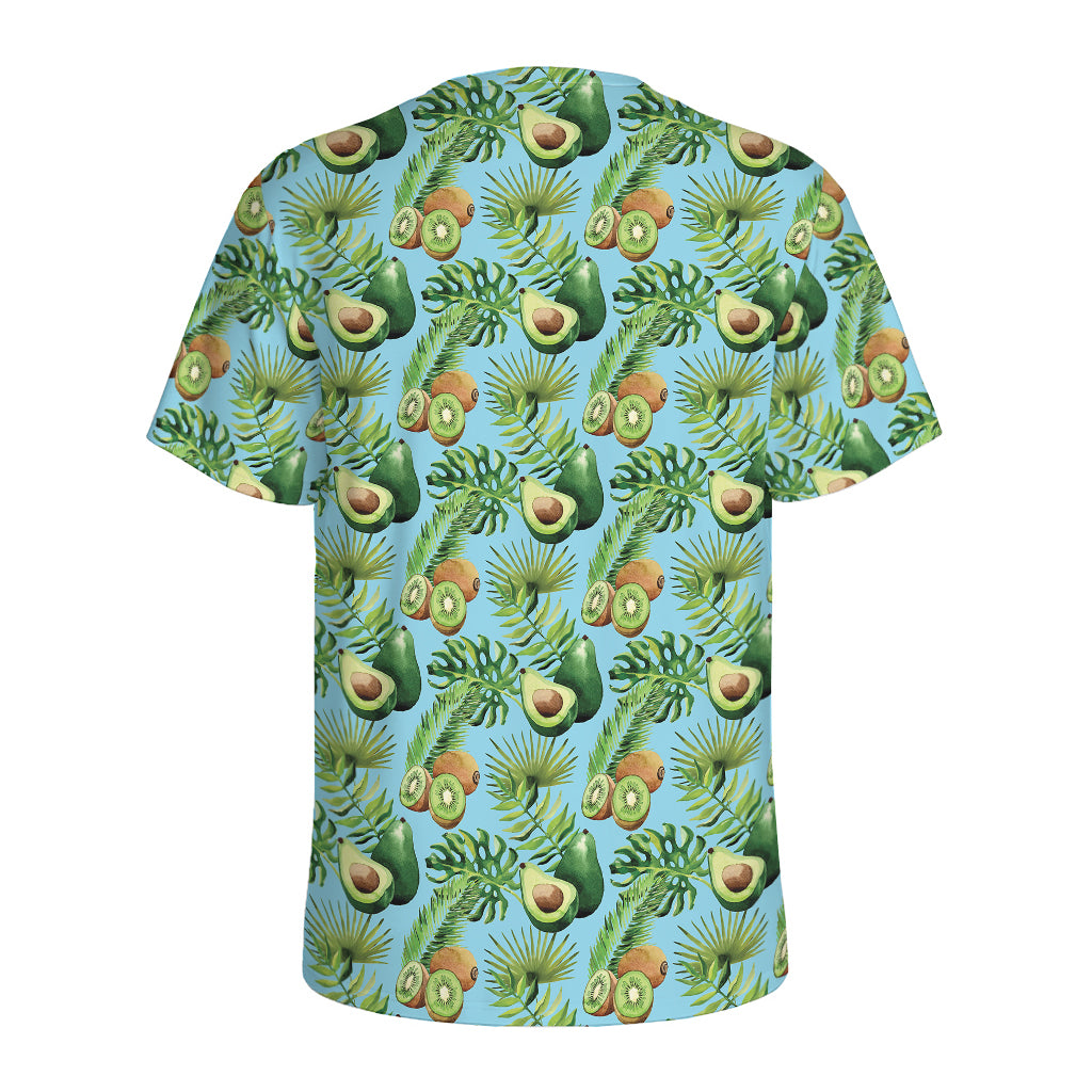 Watercolor Kiwi And Avocado Print Men's Sports T-Shirt