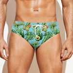 Watercolor Kiwi And Avocado Print Men's Swim Briefs