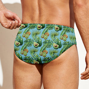 Watercolor Kiwi And Avocado Print Men's Swim Briefs