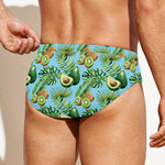 Watercolor Kiwi And Avocado Print Men's Swim Briefs