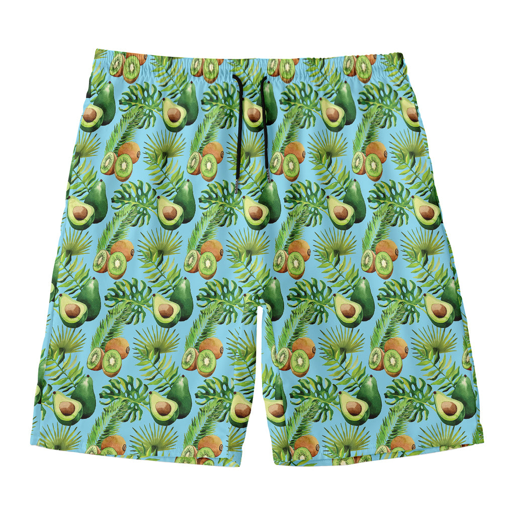 Watercolor Kiwi And Avocado Print Men's Swim Trunks