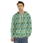 Watercolor Kiwi And Avocado Print Men's Velvet Pullover Hoodie