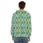 Watercolor Kiwi And Avocado Print Men's Velvet Pullover Hoodie