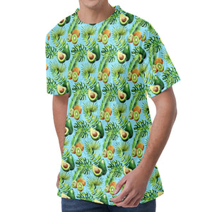 Watercolor Kiwi And Avocado Print Men's Velvet T-Shirt